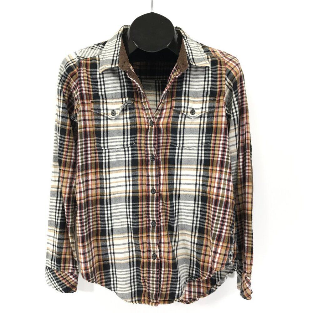 Kavu Billie Jean Button Up Flannel Shirt Women's Small Plaid Long Sleeve Outdoor